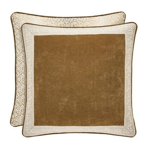 J. Queen New York Gianna Gold Euro Sham New 26 x 26 Embroidered Trim Chenille